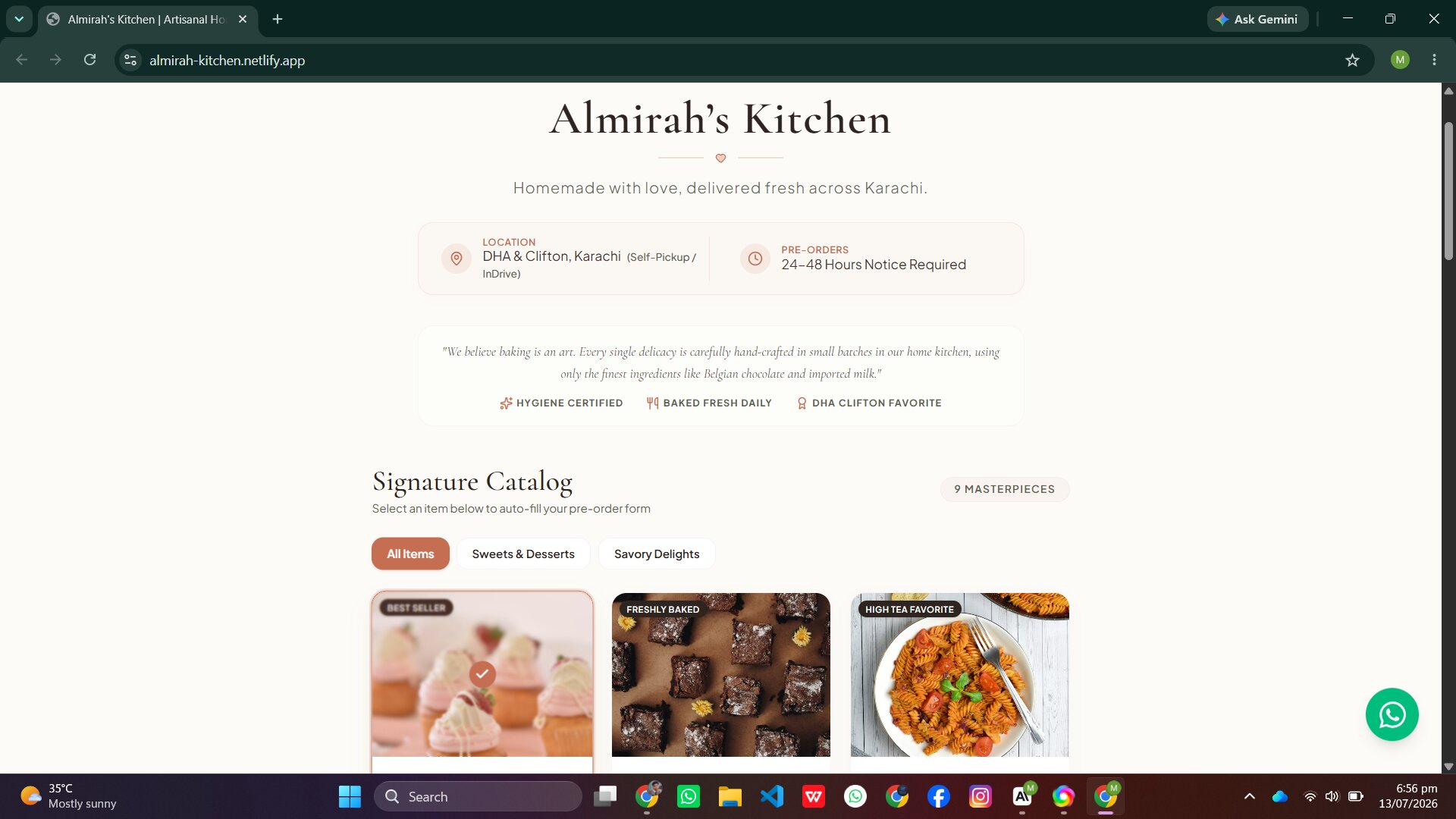 Almirah Kitchen website by Muhammad Tayyab